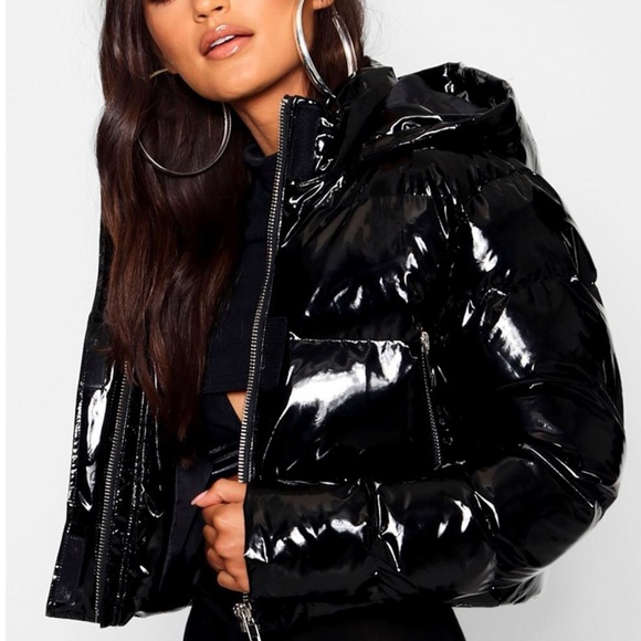 boohoo shiny puffer jacket